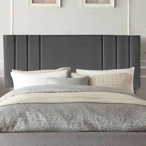 Painel Estofada Grécia 140cm Casal Suede Cinza Escuro - D A D