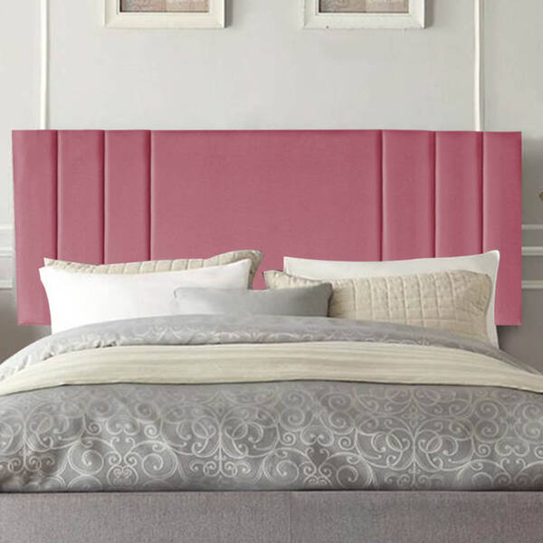 Painel Estofada Grécia 195cm King Suede Rosa - D A Decor