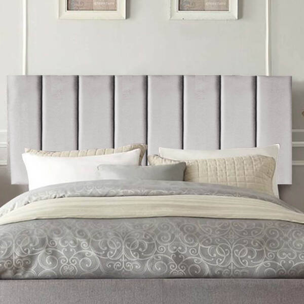 Painel Estofada Líbia 90cm Solteiro Suede Cinza Claro - D A D