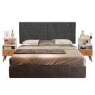 Painel Estofado 2 Mesas De Cabeceira Casal 140 Nobre Cinza