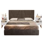 Painel Estofado 2 Mesas De Cabeceira Casal 140 Nobre Marrom