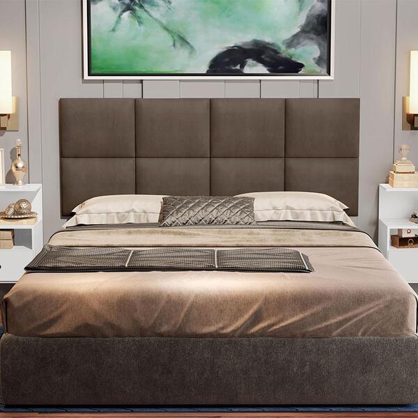 Painel Estofado 2 Mesas De Cabeceira Casal Docelar Marrom