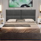 Painel Estofado 2 Mesas De Cabeceira King Seleta Cinza