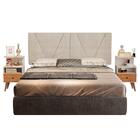 Painel Estofado 2 Mesas De Cabeceira Queen 160 Nobre Bege