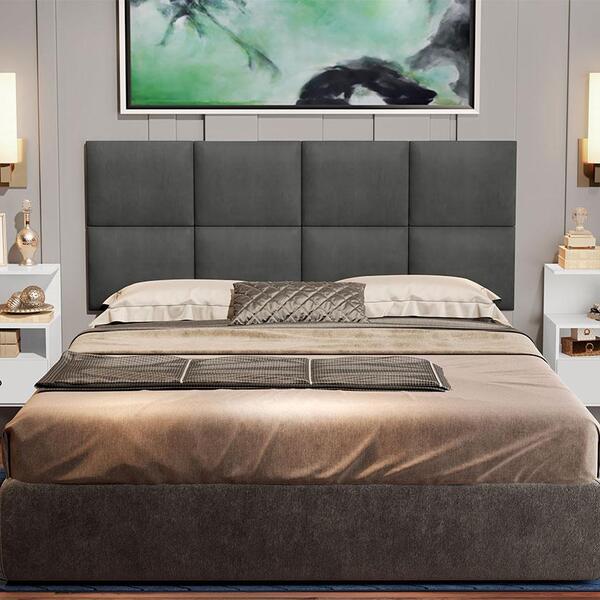 Painel Estofado 2 Mesas De Cabeceira Queen Docelar Cinza