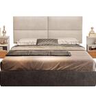 Painel Estofado 2 Mesas De Cabeceira Queen Seleta Bege