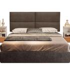 Painel Estofado 2 Mesas De Cabeceira Queen Seleta Marrom