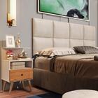Painel Estofado E Mesa De Cabeceira King 195 Docelar Bege