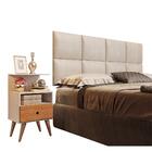 Painel Estofado E Mesa De Cabeceira King 195 Docelar Bege