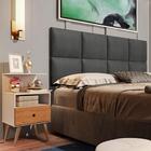 Painel Estofado E Mesa De Cabeceira King 195 Docelar Cinza