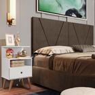 Painel Estofado E Mesa De Cabeceira King 195 Nobre Marrom