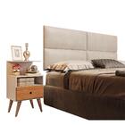 Painel Estofado E Mesa De Cabeceira Queen 160 Seleta Bege