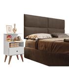 Painel Estofado E Mesa De Cabeceira Queen 160 Seleta Marrom