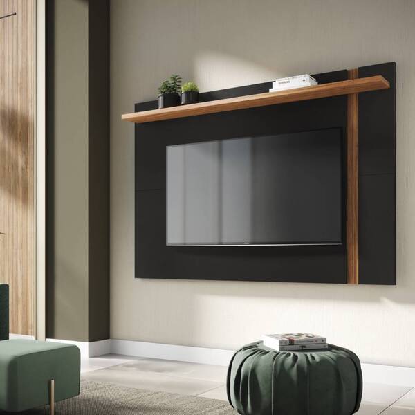 Painel Extensivo Salvador 160cm Tv 70" Preto Fosco Noce Milan