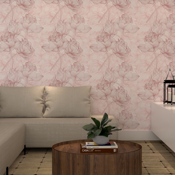 Painel Folhagem - Fd Harmony Rose 3x2,5m (lxa)