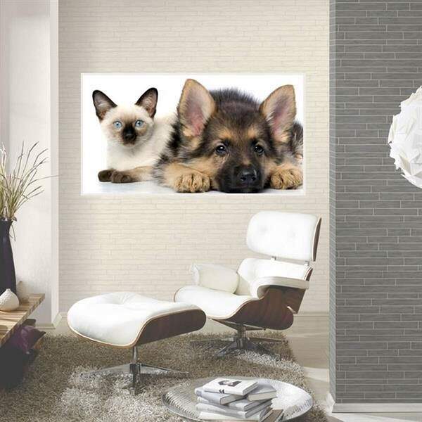 Painel Fotográfico Adesivo Cachorro E Gato -g 90x135cm