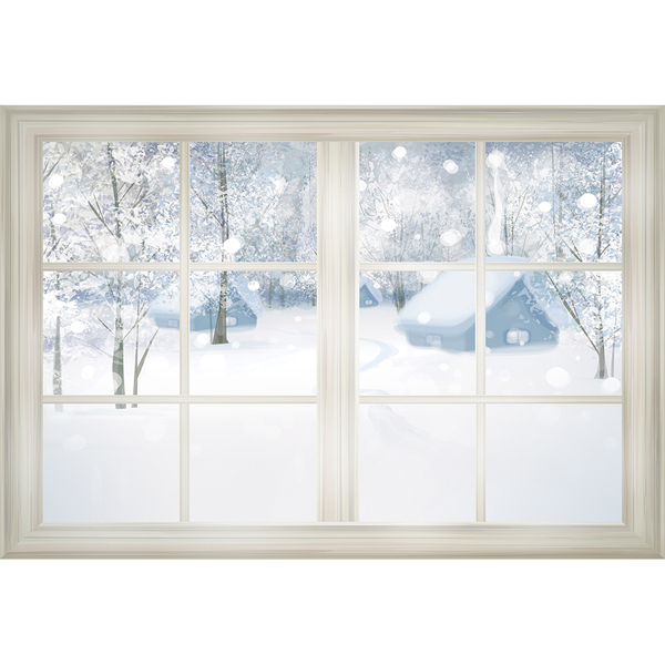 Painel Fotográfico Backdrop Janela Branca Com Neve 2.2x1.5mp1