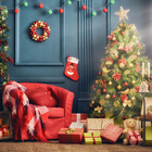 Painel Fotográfico Backdrop Poltrona Vermelha Natal 1.5x1.5mp