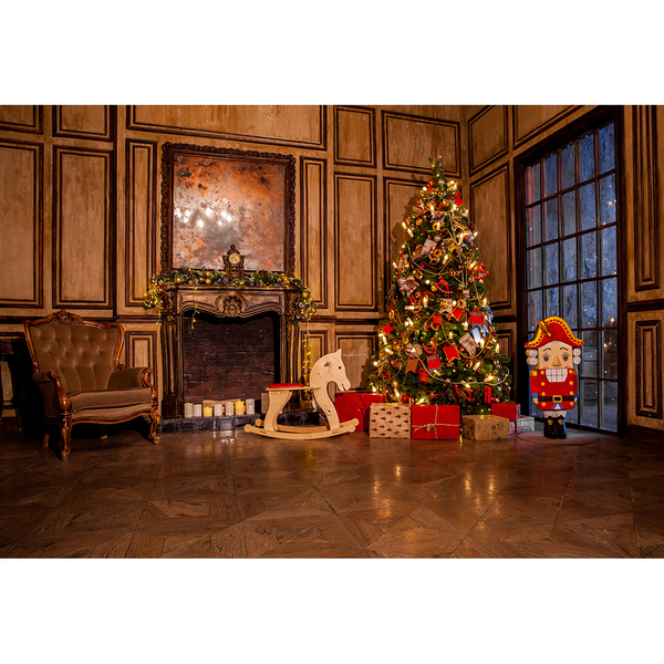 Painel Fotográfico Tecido Sala Lareira Natal 2.2x1.5mp1762