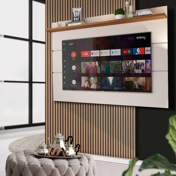 Painel Grande 180 Cm Com Prateleira Até 65 Polegadas Off Whit