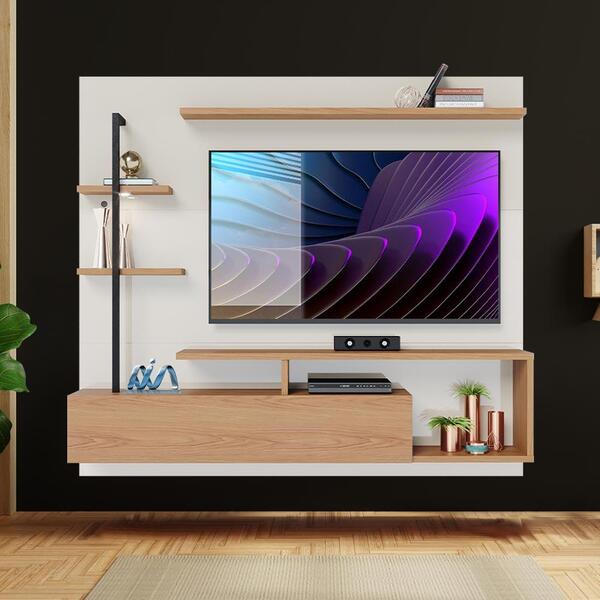 Painel Grande Para Tv Até 55 Polegadas Off White Freijó Dylan