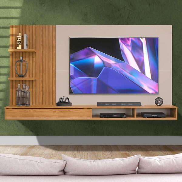 Painel Grande Ripado Para Tv Até 60 Polegadas Carvalho Nobre