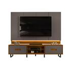 Painel Home Para Sala Até 75 Polegadas Com Led Cinza Urbano F