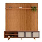 Painel Home Ripado 3 Portas Tv Até 75 Polegadas Nogueira Cinz