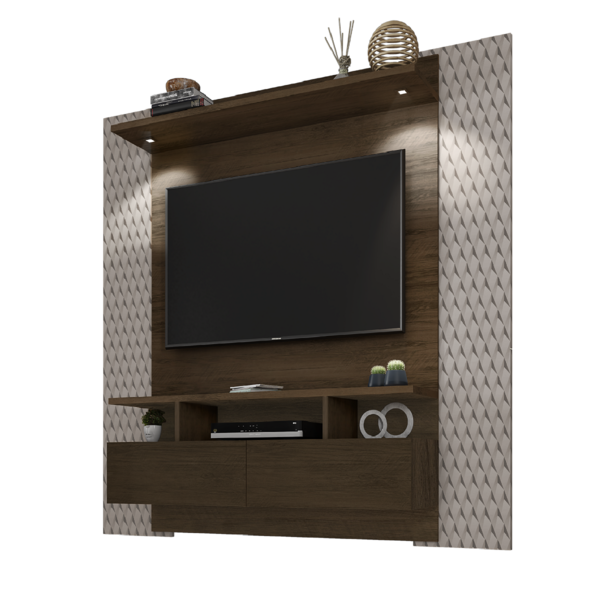Painel Home Suspenso Arizona Cacau/nude 3d Para Tv De Até 65