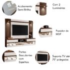 Painel Home Suspenso Tv 75 " Turin Espelho E Luminária Led Ma