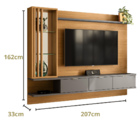 Painel Leblon Para Tv Até 60” Com Espelho Tauari / Cinza