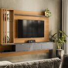 Painel Leblon Para Tv Até 60” Com Espelho Tauari / Cinza