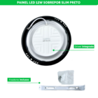 Painel Led 12w Lys Redondo Sobrepor Preto Luz Quente 3000k