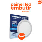 Painel Led 24w Redondo Branco Frio Embutir Fortled