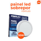 Painel Led 30w Redondo Branco Frio Sobrepor Fortled
