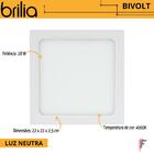 Painel Led Embutido Quadrado 22,5x22,5cm Neutro - Brilia