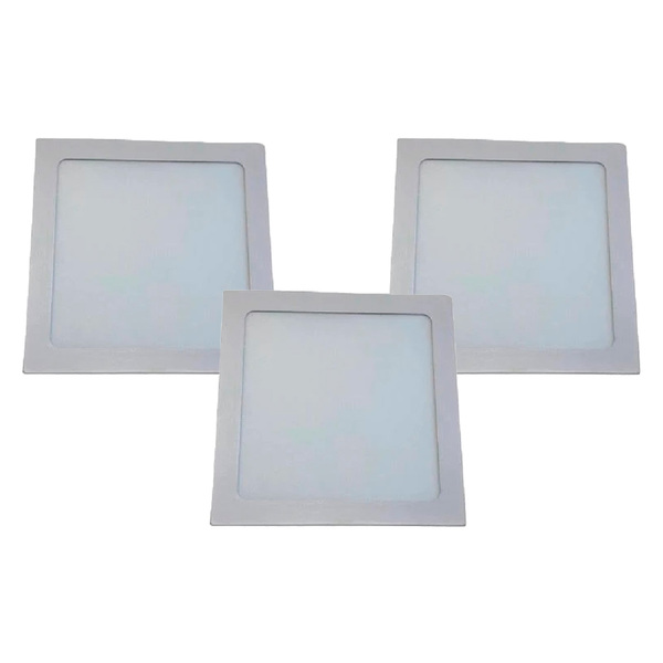 Painel Led Foxlux Quadrado Embutir 18w 4000k Branco Kit 3 Un