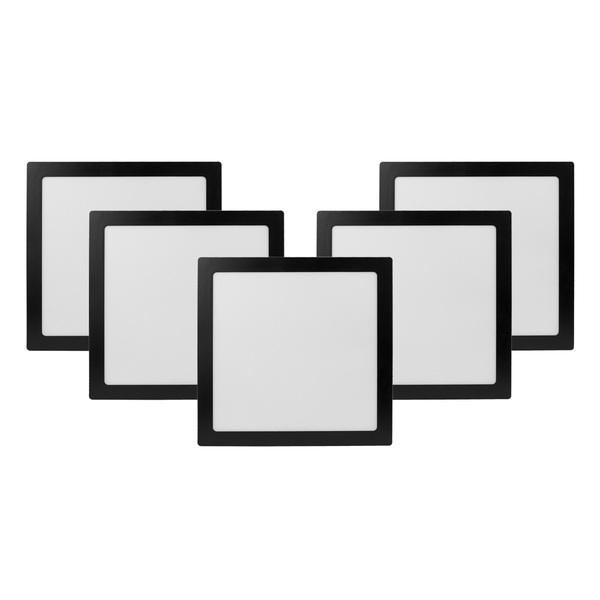 Painel Led Foxlux Quadrado Embutir 24w 6500k Preto Kit 5 Un