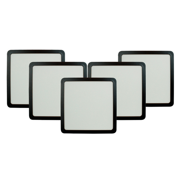 Painel Led Foxlux Quadrado Sobrepor 18w 6500k Preto Kit 5 Un