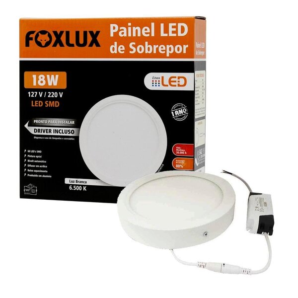 Painel Led Foxlux Redondo Embutir 18w 6500k Bivolt Branco