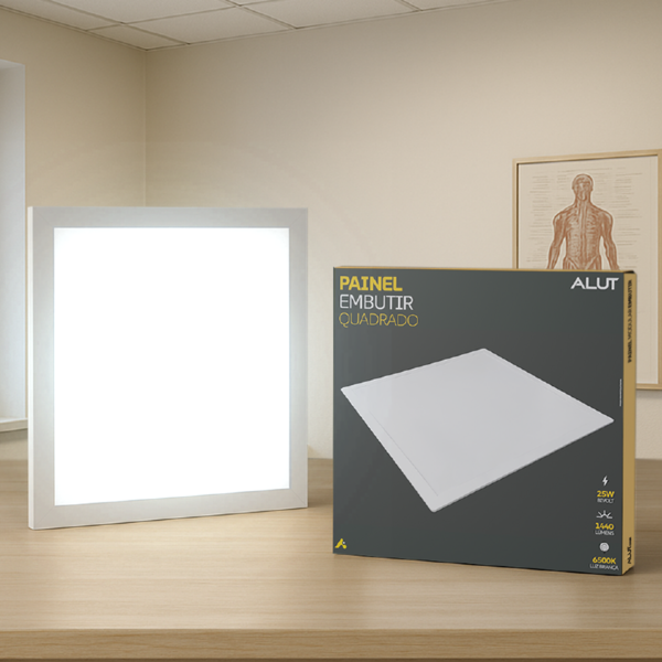 Painel Led Plafon 18w 6500k Bivolt Embutir Quadrado Branco Co