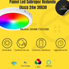 Painel Led Plafon Sobrepor Inteligente Redondo Ekaza 24w Rgb