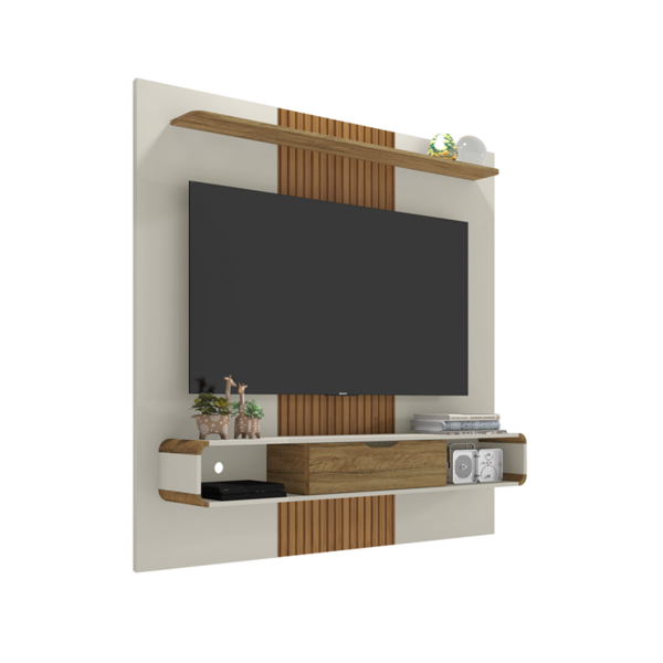 Painel Lisboa Off White/cinamomo/ripado – Bechara Móveis