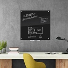 Painel Lousa De Vidro Temperado Preta 100x60cm Com Led