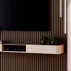 Painel Lyon Com Led Para Tv 75 Polegadas Ripado Com Nicho Arc