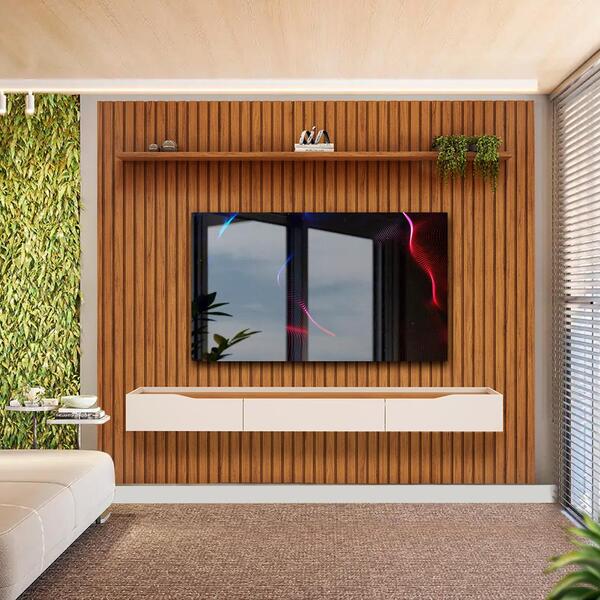 Painel Moderno Com Rack Suspenso Até 75 Polegadas 275,7cm X 2