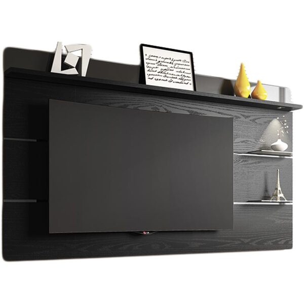 Painel Montana - Linea Brasil - Preto Laminatto / Preto Glass