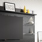 Painel Montana - Linea Brasil - Preto Laminatto / Preto Glass