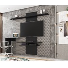 Painel Office Vision Preto/nude 3d C/ Led + Mesa P/ Computado