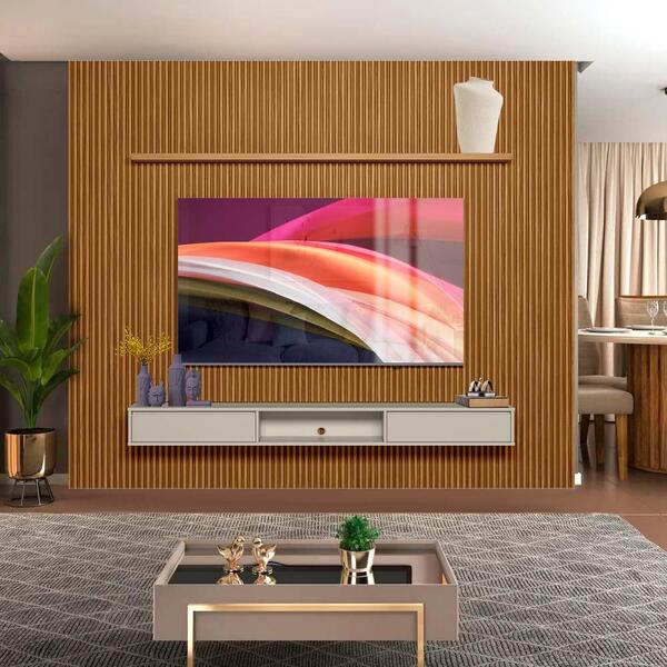Painel Para Televisão Ripado 75 Polegadas 3.0 Com Nicho E Pra